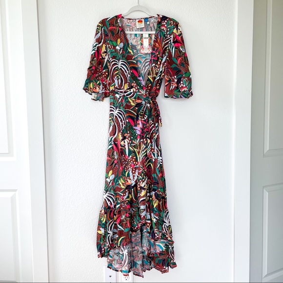 Anthropologie Farm Rio Fiesta Wrap Maxi Dress - Picture 8 of 9